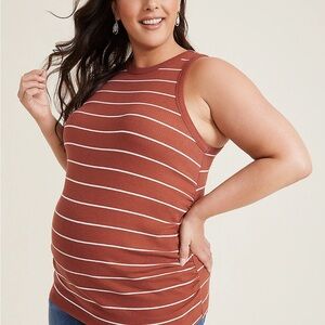 Rust and White Striped Tank Top